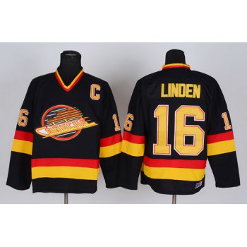 Vancouver Canucks #16 Trevor Linden Black Throwback CCM Jersey