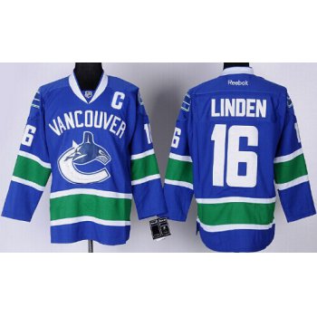 Vancouver Canucks #16 Trevor Linden Blue Jersey