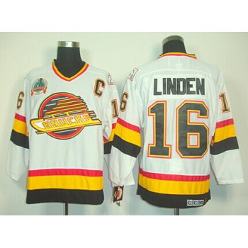 Vancouver Canucks #16 Trevor Linden White Throwback CCM Jersey