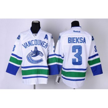 Vancouver Canucks #3 Kevin Bieksa White Jersey