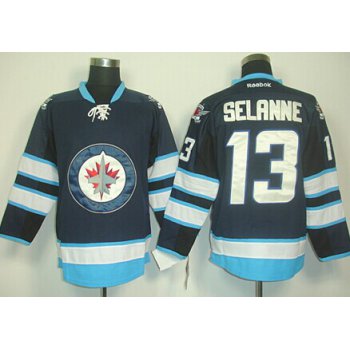 Winnipeg Jets #13 Teemu Selanne Navy Blue Jersey