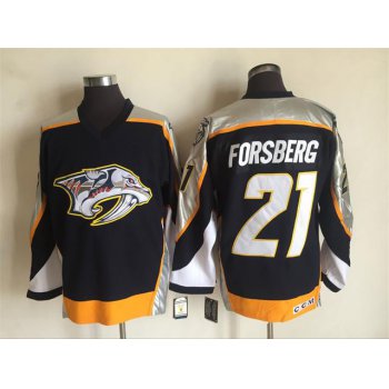 Men's Nashville Predators #21 Filip Forsberg Navy Blue 1998-99 Throwback Stitched NHL CCM Vintage Hockey Jersey