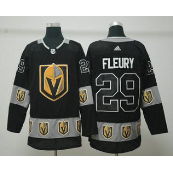 Men's Vegas Golden Knights #29 Marc-Andre Fleury Black Team Logos Fashion Adidas Jersey