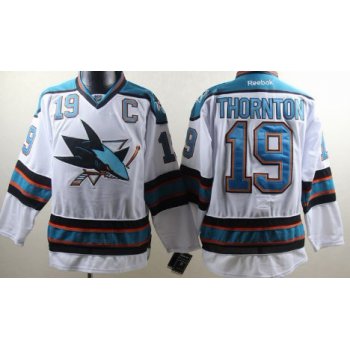 San Jose Sharks #19 Joe Thornton White Jersey