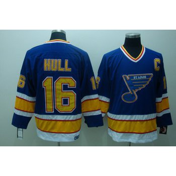 St. Louis Blues #16 Brett Hull Blue Throwback CCM Jersey