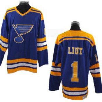 St. Louis Blues #1 Mike Liut Blue Throwback CCM Jersey