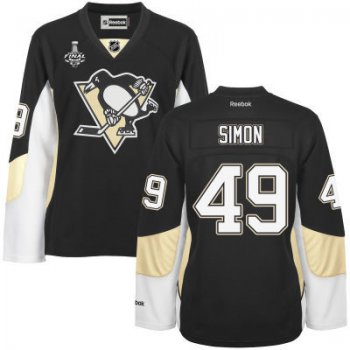 Women's Pittsburgh Penguins #49 Dominik Simon Black Team Color 2017 Stanley Cup NHL Finals Patch Jersey