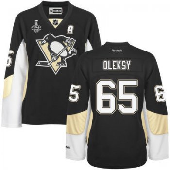 Women's Pittsburgh Penguins #65 Steve Oleksy Black Team Color 2017 Stanley Cup NHL Finals Patch Jersey