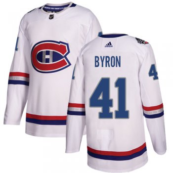 Adidas Canadiens #41 Paul Byron White Authentic 2017 100 Classic Stitched NHL Jersey