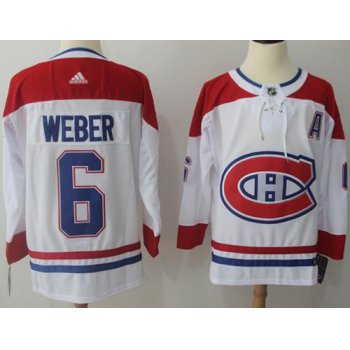 Adidas Canadiens #6 Shea Weber White Road Authentic Stitched NHL Jersey