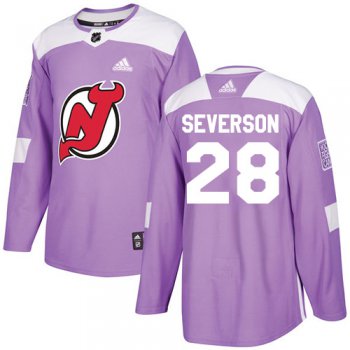 Adidas Devils #28 Damon Severson Purple Authentic Fights Cancer Stitched NHL Jersey