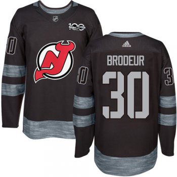 Adidas Devils #30 Martin Brodeur Black 1917-2017 100th Anniversary Stitched NHL Jersey