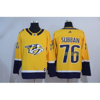 Men's Nashville Predators #76 P. K. Subban Yellow 2017-2018 adidas Hockey Stitched NHL Jersey