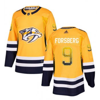 Men's Nashville Predators #9 Filip Forsberg Gold Drift Fashion Adidas Jersey