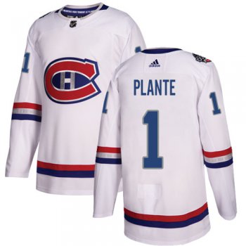 Adidas Canadiens #1 Jacques Plante White Authentic 2017 100 Classic Stitched NHL Jersey