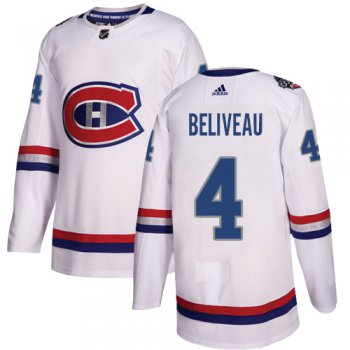 Adidas Canadiens #4 Jean Beliveau White Authentic 2017 100 Classic Stitched NHL Jersey