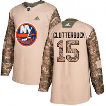 Adidas Islanders #15 Cal Clutterbuck Camo Authentic 2017 Veterans Day Stitched NHL Jersey