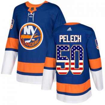 Adidas Islanders #50 Adam Pelech Royal Blue Home Authentic USA Flag Stitched NHL Jersey