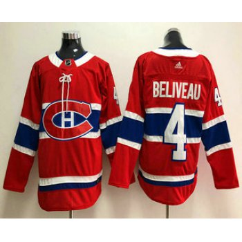 Men's Montreal Canadiens #4 Jean Beliveau Red 2017-2018 Hockey Stitched NHL Jersey