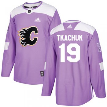 Adidas Flames #19 Matthew Tkachuk Purple Authentic Fights Cancer Stitched NHL Jersey