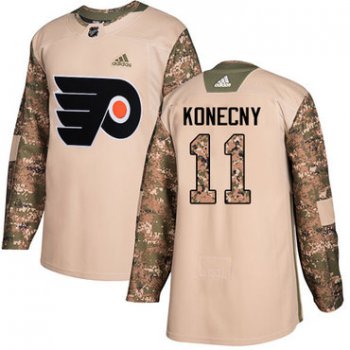 Adidas Flyers #11 Travis Konecny Camo Authentic 2017 Veterans Day Stitched NHL Jersey