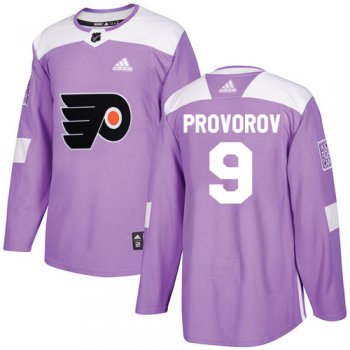 Adidas Flyers #9 Ivan Provorov Purple Authentic Fights Cancer Stitched NHL Jersey