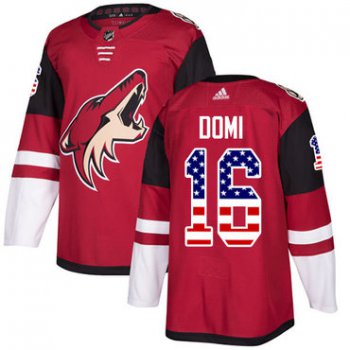 Adidas Coyotes #16 Max Domi Maroon Home Authentic USA Flag Stitched NHL Jersey