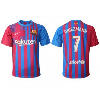 Men 2021-2022 Club Barcelona home aaa version red 7 Nike Soccer Jerseys