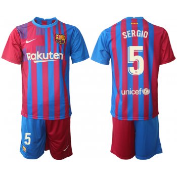 Men 2021-2022 Club Barcelona home red 5 Nike Soccer Jerseys