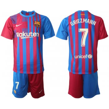 Men 2021-2022 Club Barcelona home red 7 Nike Soccer Jerseys