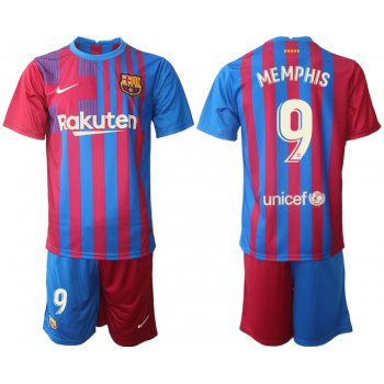 Men 2021-2022 Club Barcelona home red 9 Nike Soccer Jersey