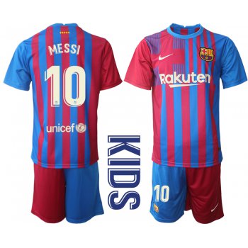 Youth 2021-2022 Club Barcelona home red 10 Nike Soccer Jerseys1