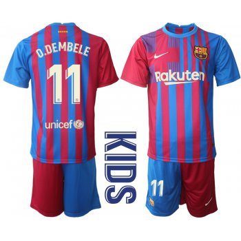 Youth 2021-2022 Club Barcelona home red 11 Nike Soccer Jerseys