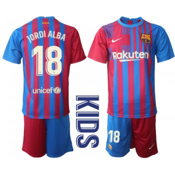 Youth 2021-2022 Club Barcelona home red 18 Nike Soccer Jerseys