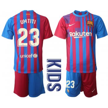 Youth 2021-2022 Club Barcelona home red 23 Nike Soccer Jerseys