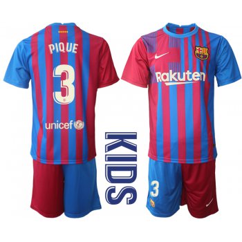 Youth 2021-2022 Club Barcelona home red 3 Nike Soccer Jerseys