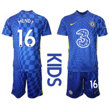 Youth 2021-2022 Club Chelsea FC home blue 16 Nike Soccer Jerseys