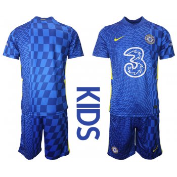 Youth 2021-2022 Club Chelsea FC home blue blank Nike Soccer Jerseys