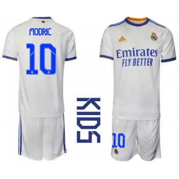 Youth 2021-2022 Club Real Madrid home white 10 Soccer Jerseys