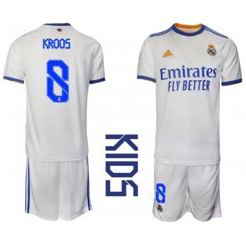 Youth 2021-2022 Club Real Madrid home white 8 Soccer Jerseys