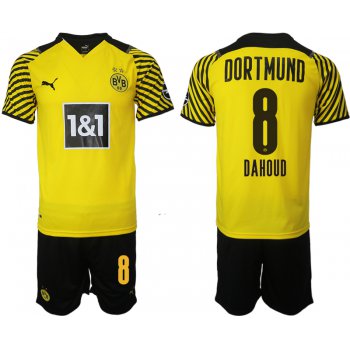 Men 2021-2022 Club Borussia Dortmund home 8 yellow Soccer Jersey