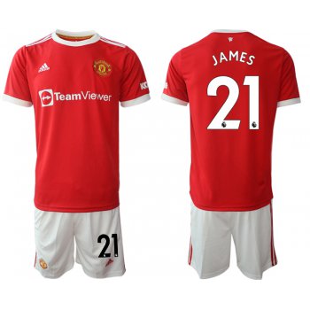 Men 2021-2022 Club Manchester United home red 21 Adidas Soccer Jersey