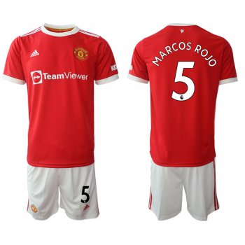 Men 2021-2022 Club Manchester United home red 5 Adidas Soccer Jersey