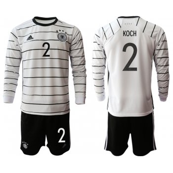 Men 2021 European Cup Germany home white Long sleeve 2 Soccer Jersey