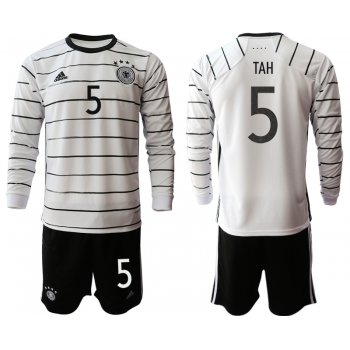 Men 2021 European Cup Germany home white Long sleeve 5 Soccer Jersey