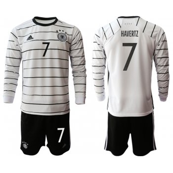 Men 2021 European Cup Germany home white Long sleeve 7 Soccer Jersey