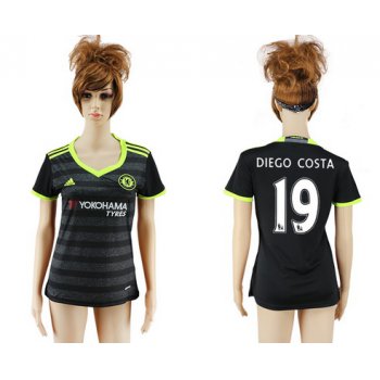 2016-17 Chelsea #19 DIEGO COSTA Away Soccer Women's Black AAA+ Shirt