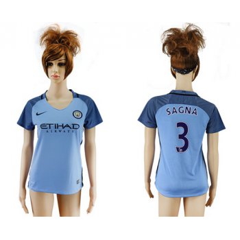 2016-17 Manchester City #3 SAGNA Away Soccer Women's Blue AAA+ Shirt