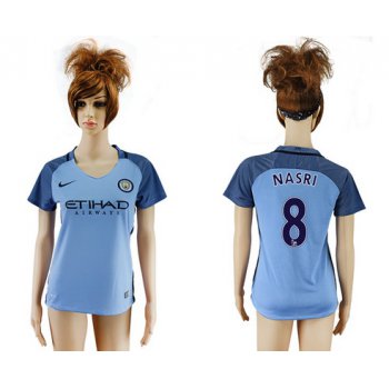 2016-17 Manchester City #8 NASRI Away Soccer Women's Blue AAA+ Shirt