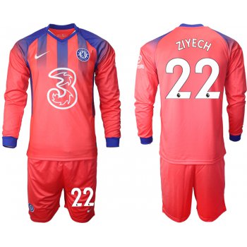 Men 2021 Chelsea away Long sleeve 22 soccer jerseys